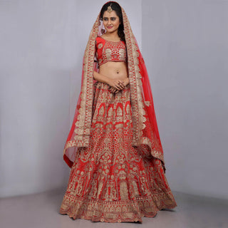 Red Party Wear Sequins Embroidered Tapetta Lehenga Choli Clothsvilla