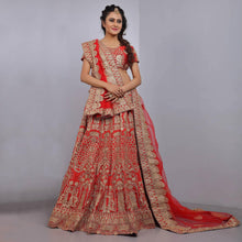 Load image into Gallery viewer, Red Party Wear Sequins Embroidered Tapetta Lehenga Choli Clothsvilla