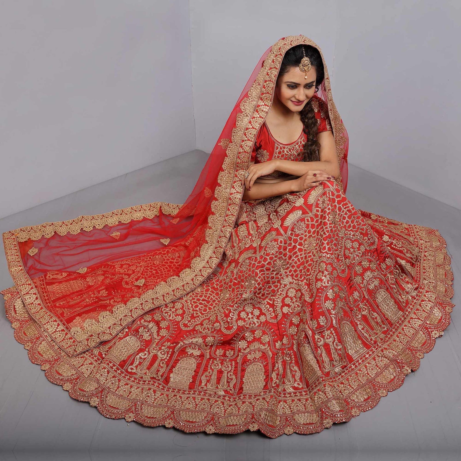 Red Party Wear Sequins Embroidered Tapetta Lehenga Choli Clothsvilla