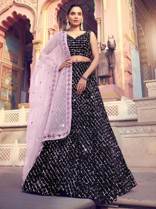 Redefined Black Partywear Lehenga Choli Clothsvilla