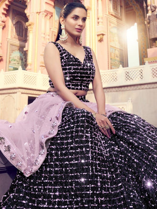Redefined Black Partywear Lehenga Choli Clothsvilla