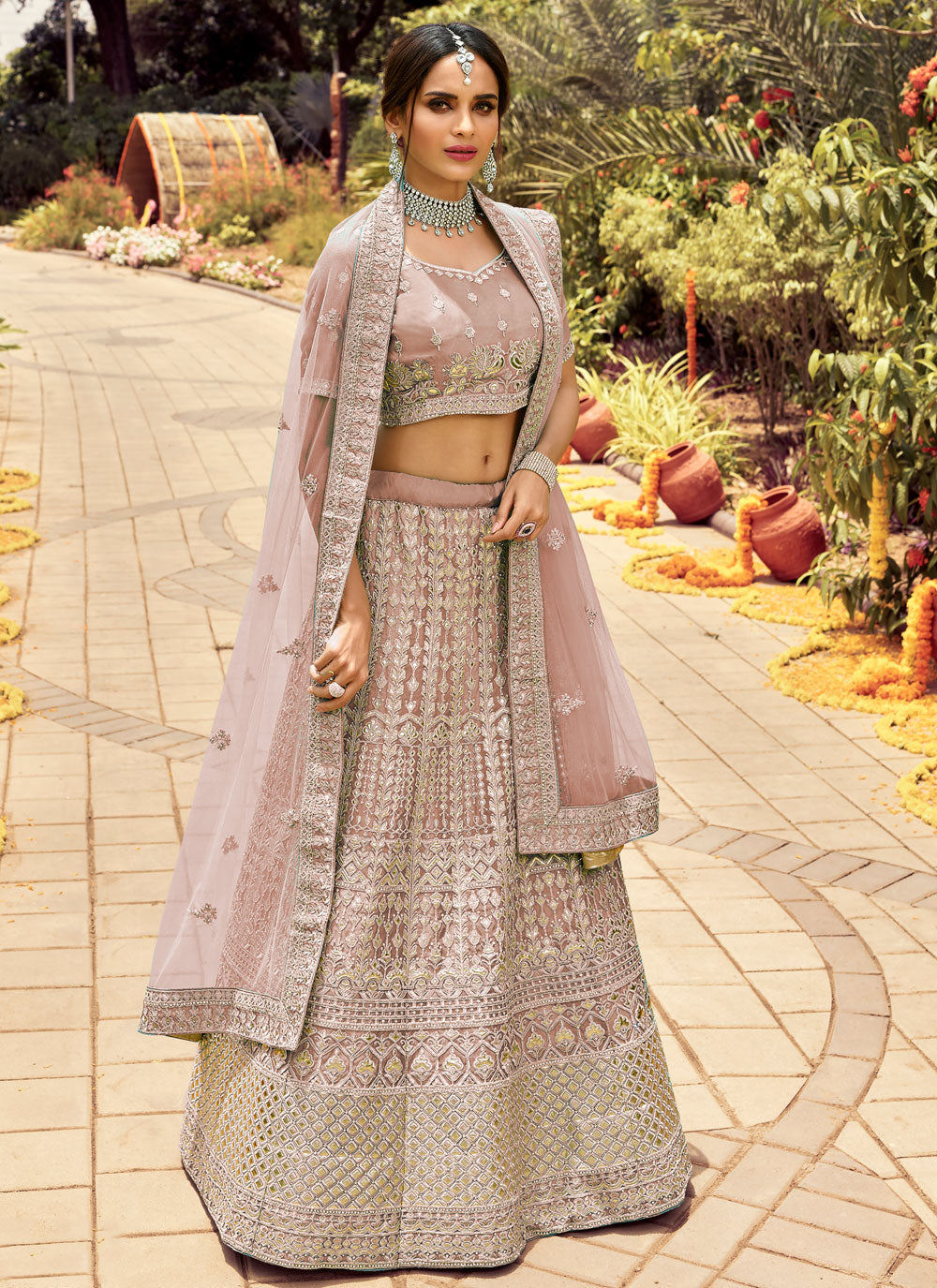 Mauve Sangeet Lehenga Choli Clothsvilla