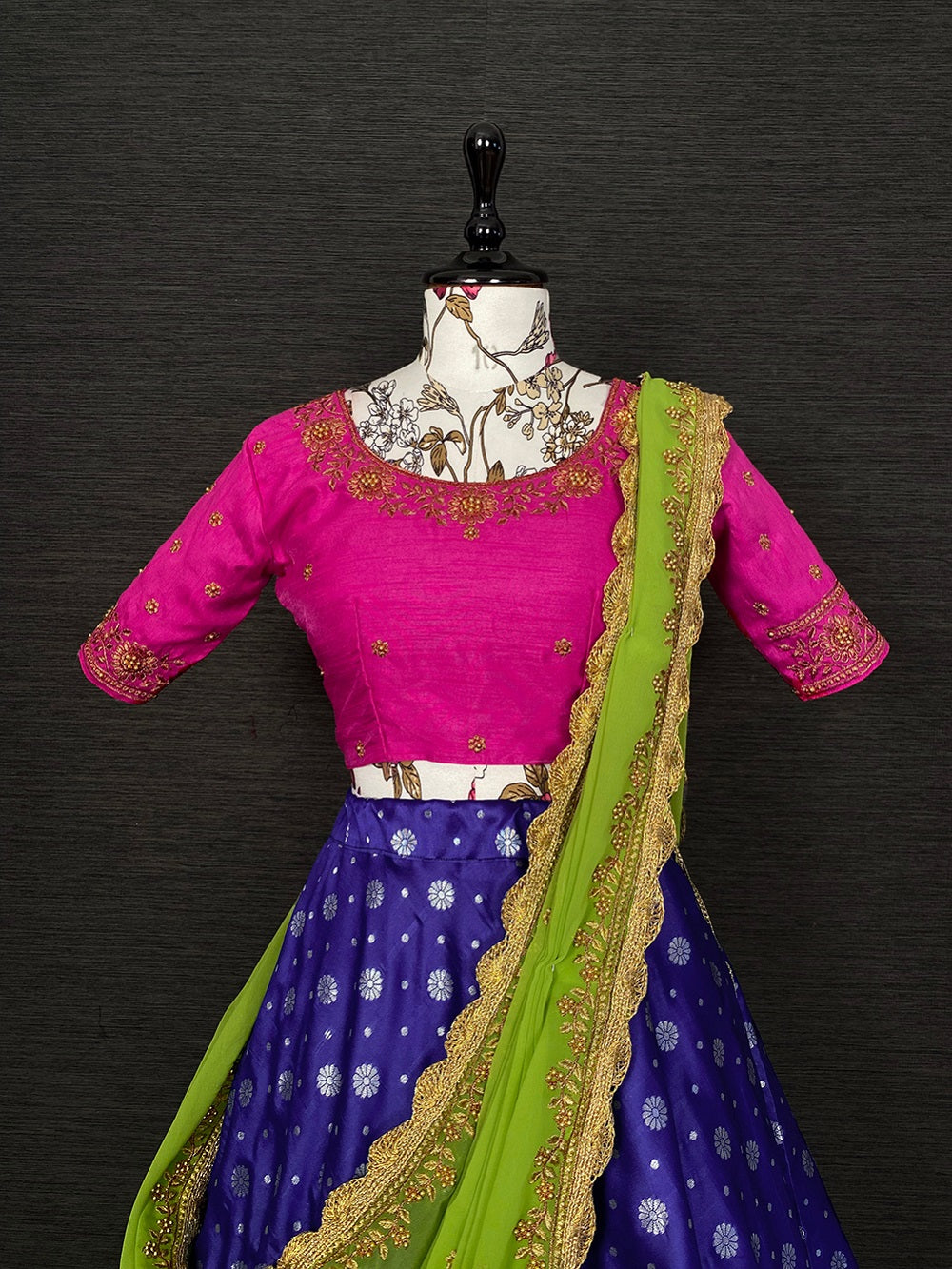 Royal Blue Color Jacquard Lehenga Choli With Georgette Dupatta Clothsvilla