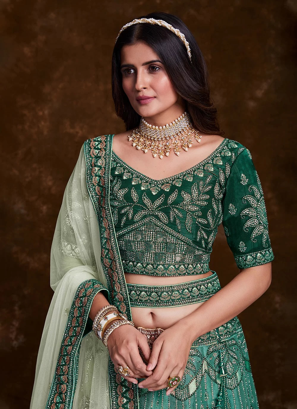 Sea Green Art Silk Lehenga Set with Exquisite Work - Lehenga Designs Clothsvilla