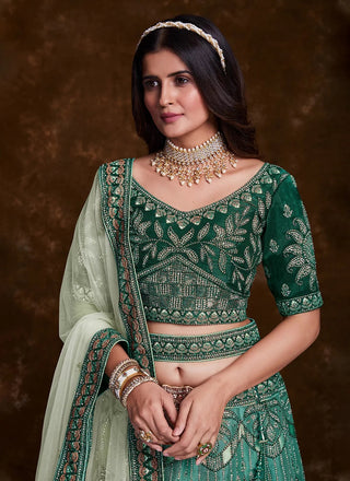 Sea Green Art Silk Lehenga Set with Exquisite Work - Lehenga Designs Clothsvilla