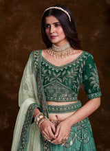 Load image into Gallery viewer, Sea Green Art Silk Lehenga Set with Exquisite Work - Lehenga Designs Clothsvilla