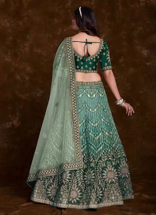 Sea Green Art Silk Lehenga Set with Exquisite Work - Lehenga Designs Clothsvilla