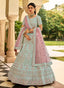 Sea Green Crepe Lehenga Choli Adorned with Resham and Stone Work Clothsvilla