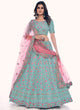Load image into Gallery viewer, Turquoise Long Choli Lehenga Clothsvilla