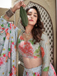 Load image into Gallery viewer, Sky Blue Color Digital Print With Sequins Embroidery Work Crushed Chinon Lehenga Choli ClothsVilla.com