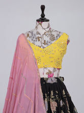 Load image into Gallery viewer, Black Color Thread And Sequins Embroidery Work Georgette Lehenga Choli Set Clothsvilla