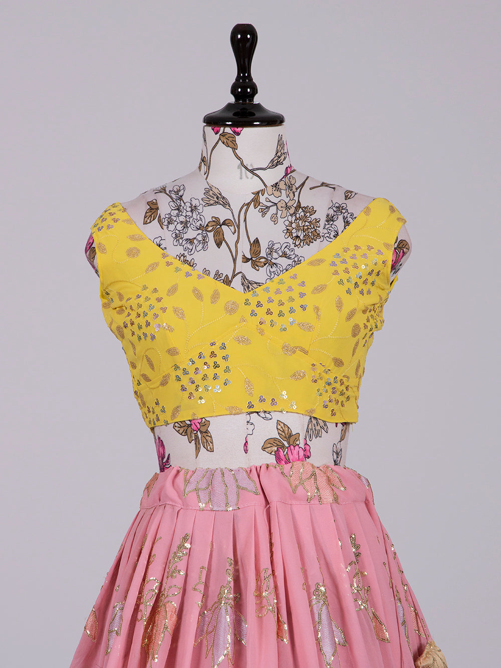 Pink Color Thread And Sequins Embroidered Work Georgette Lehenga Choli Clothsvilla