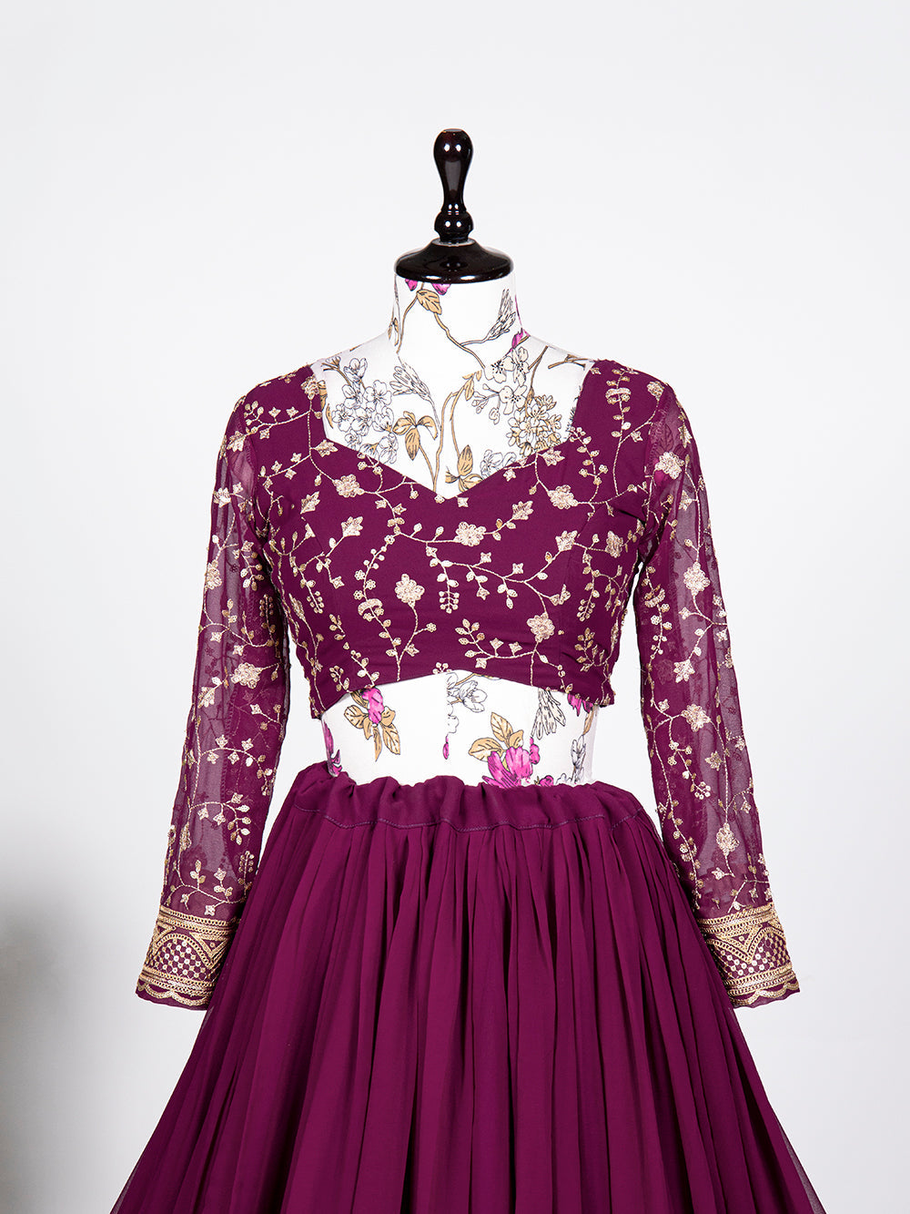 Magneto Color Sequins and Embroidery Thread Work Georgette Lehenga Choli ClothsVilla.com