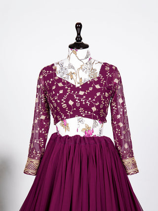 Magneto Color Sequins and Embroidery Thread Work Georgette Lehenga Choli ClothsVilla.com