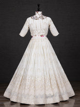 Load image into Gallery viewer, White Color Sequins And Thread Embroidery Work Georgette Lehenga Choli Clothsvilla
