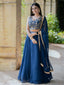 Navy Blue Georgette Sequins And Thread Embroidery Work Lehenga Choli Clothsvilla