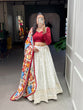 Load image into Gallery viewer, White Color Sequins And Thread Embroidery Work Georgette Lehenga Choli ClothsVilla.com