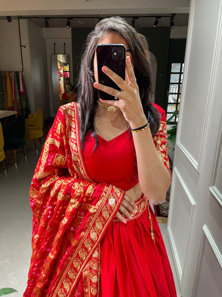 Red Color Sequins And Thread Embroidery Work Malai Satin Bridal Lehenga Choli Set Clothsvilla