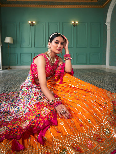 Yellow Color Sequin And Thread Embroidery Work Crushed Chinon Lehenga Choli Clothsvilla