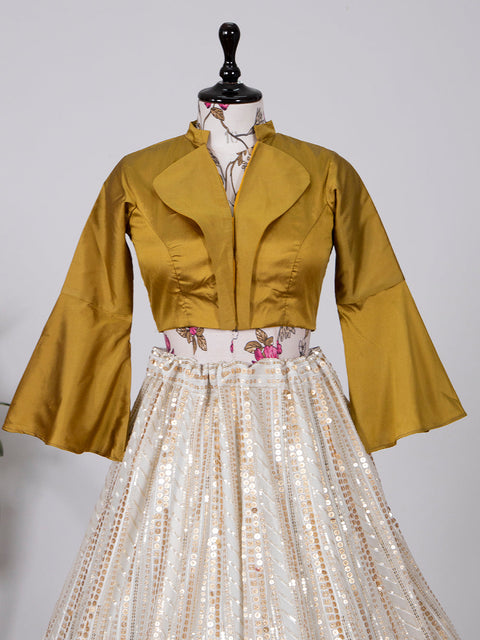 Mustered Color Satin Material Blouse Clothsvilla Main image