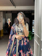 Load image into Gallery viewer, Navy Blue Color Printed And Sequins Embroidery Lace Border Organza Lehenga Choli ClothsVilla.com