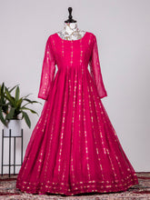 Load image into Gallery viewer, Rani Pink Color Sequins And Thread Embroidery Work Georgette Gown Clothsvilla
