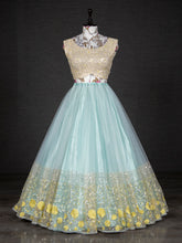 Load image into Gallery viewer, Sky Blue Color Sequins Embroidery Work Net Lehenga Choli With Dupatta Clothsvilla