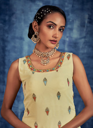 Georgette Readymade Salwar Suit in Yellow Clothsvilla