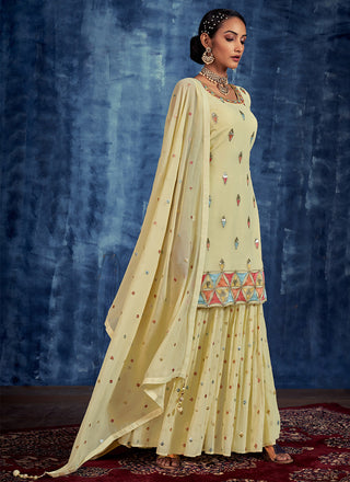 Georgette Readymade Salwar Suit in Yellow Clothsvilla