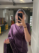 Load image into Gallery viewer, Wine Sequins And Zari Work Viscose Chanderi Saree Clothsvilla