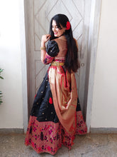 Load image into Gallery viewer, Black Color Weaving Zari Work Jacquard Paithani Lehenga Choli Set Clothsvilla