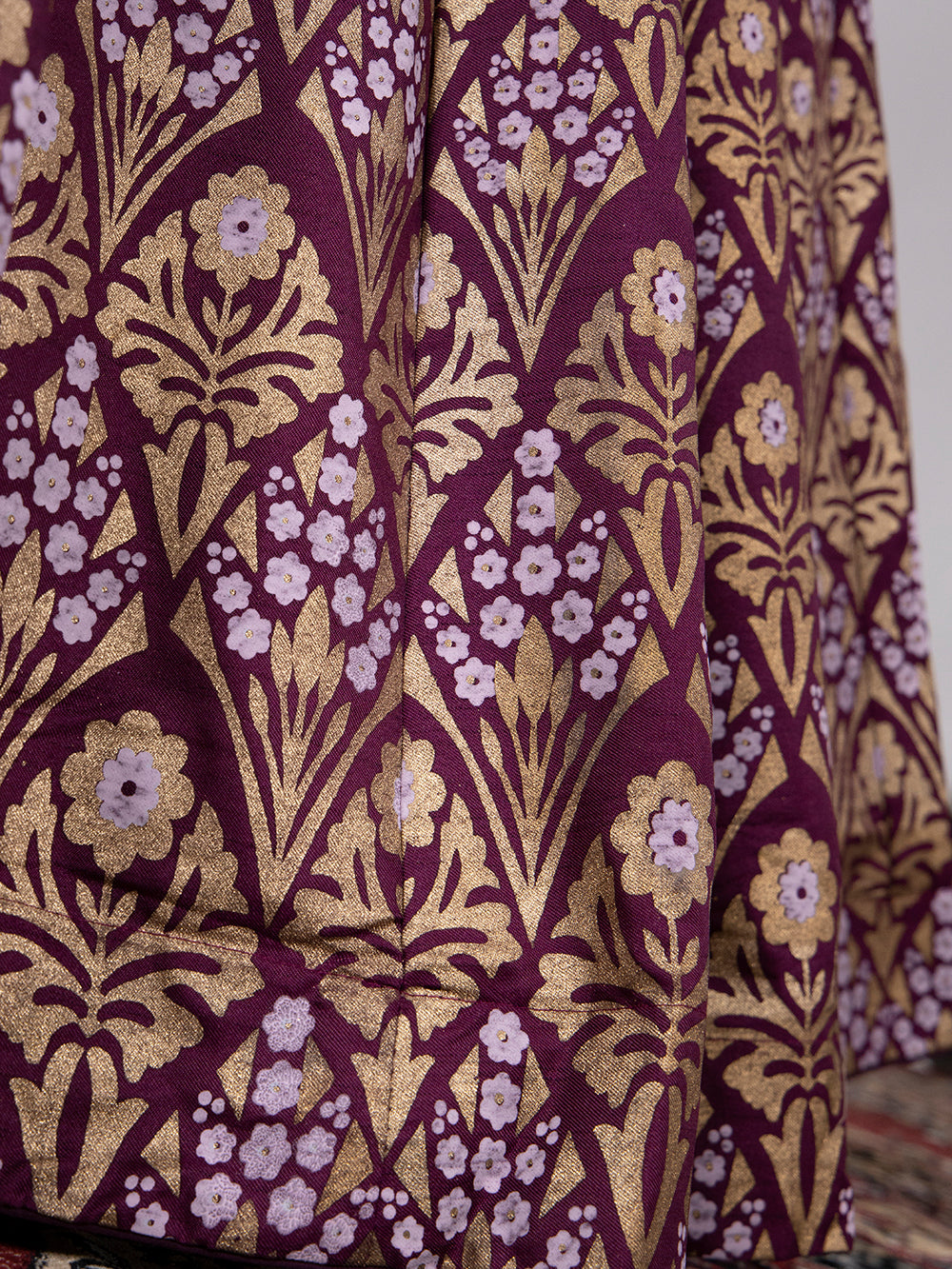 Wine Color Aada Slub Silk Foil Printed Lehenga Choli With Chanderi Dupatta Clothsvilla