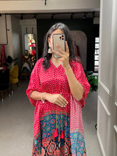 Load image into Gallery viewer, Red Color Ajrakh Printed Gaji Silk Kaftan ClothsVilla