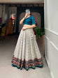Load image into Gallery viewer, Teal Color Patola With Foil Print Rayon Cotton Co-ord Set Lehenga Choli Clothsvilla