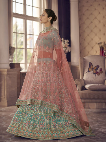 Sky Blue Georgette Partywear Lehenga Choli Clothsvilla