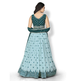 Sky Blue Party Wear Sequins Embroidered Tapetta Lehenga Choli Clothsvilla