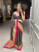 Load image into Gallery viewer, Blue Color Foil Printed And Stone Work Dola Silk Saree Clothsvilla