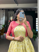 Load image into Gallery viewer, Cream Color Zari Weaving Work Silk Dress Clothsvilla