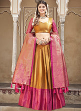 Load image into Gallery viewer, Mustard Color Zari Weaving Work Jacquard Silk Lehenga Choli ClothsVilla.com