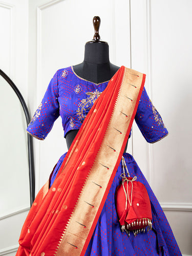 Blue Color Zari Weaving Work Jacquard Silk Lehenga Choli ClothsVilla