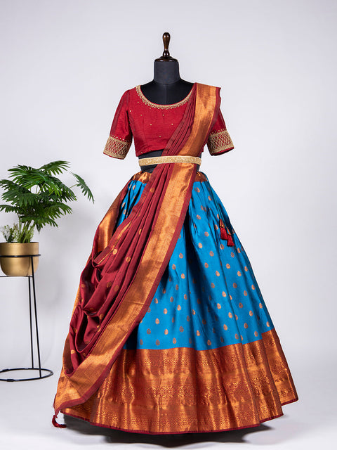 Blue Color Zari Weaving Work Jacquard Lehenga Choli Clothsvilla Main image