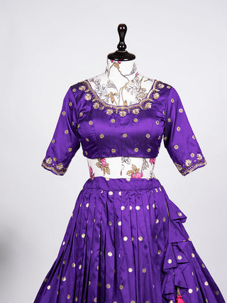 Purple Color Weaving Zari Work Jacquard Silk (Paithani) lehenga Choli ClothsVilla.com