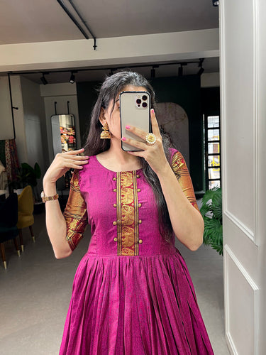 Pink Color Zari Weaving Work Narayan Pet (Cotton) Dress Clothsvilla