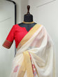 Load image into Gallery viewer, Peacock Design Printed Kasavu Zari Border Saree Clothsvilla