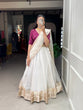 Load image into Gallery viewer, White Color Zari Weaving Work Organza Lehenga Choli ClothsVilla.com