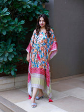 Load image into Gallery viewer, Pink Color Digital Printed Pure Gaji Silk Kaftan Clothsvilla