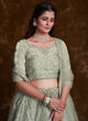 Load image into Gallery viewer, Stunning Sea Green Thread Work Organza Designer Lehenga Choli Clothsvilla