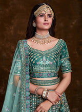 Load image into Gallery viewer, Stunning Sequins Sea Green Art Silk Lehenga Choli Clothsvilla