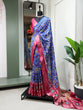 Load image into Gallery viewer, Blue Color Digital Patola Printed Dola Silk Saree Clothsvilla