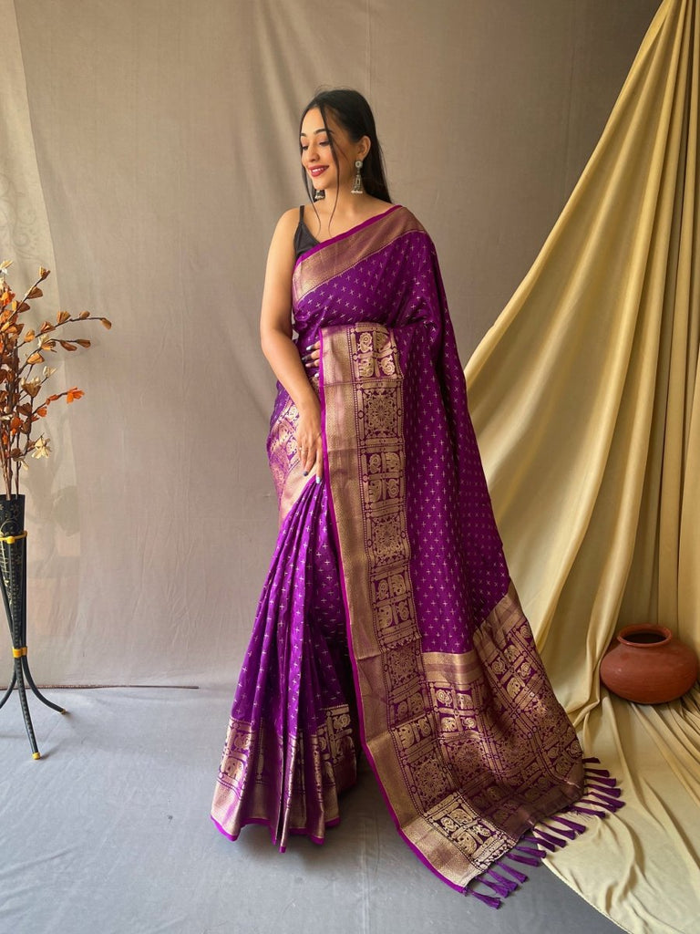 Suhasini Soft Silk Woven Saree Purple Clothsvilla